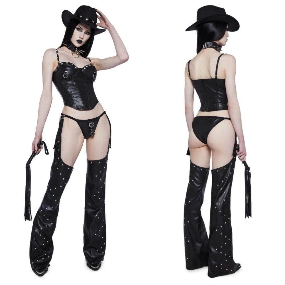 NWT DOLS KILL SMEXY Demanding Cowgirl Costume Set Rave $170 - Picture 4 of 13